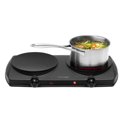 Concept VE3060 - Divu plākšņu elektriskā plīts 2500W/230V melna