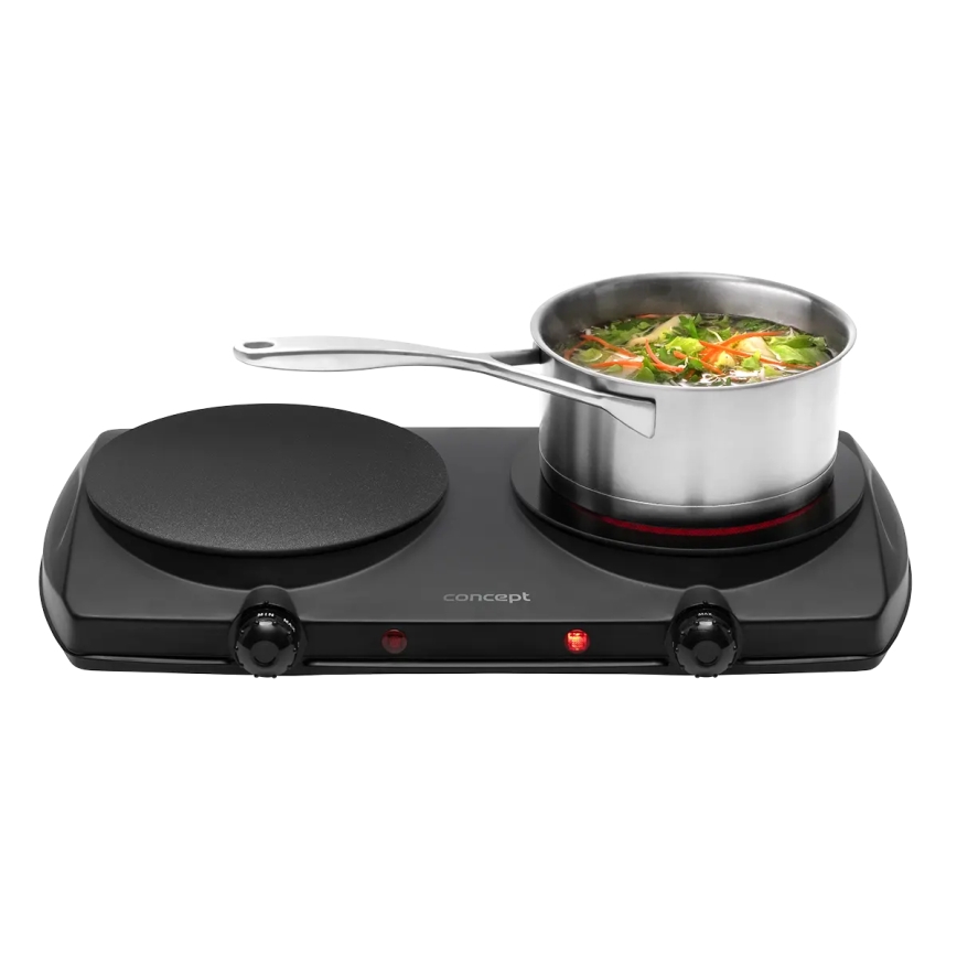 Concept VE3060 - Divu plākšņu elektriskā plīts 2500W/230V melna