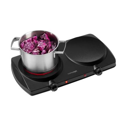 Concept VE3060 - Divu plākšņu elektriskā plīts 2500W/230V melna