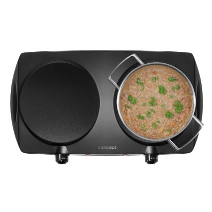 Concept VE3060 - Divu plākšņu elektriskā plīts 2500W/230V melna