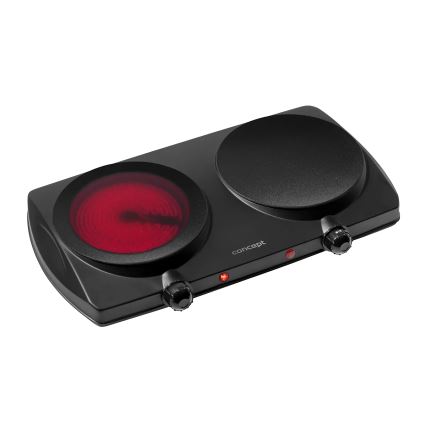 Concept VE3060 - Divu plākšņu elektriskā plīts 2500W/230V melna