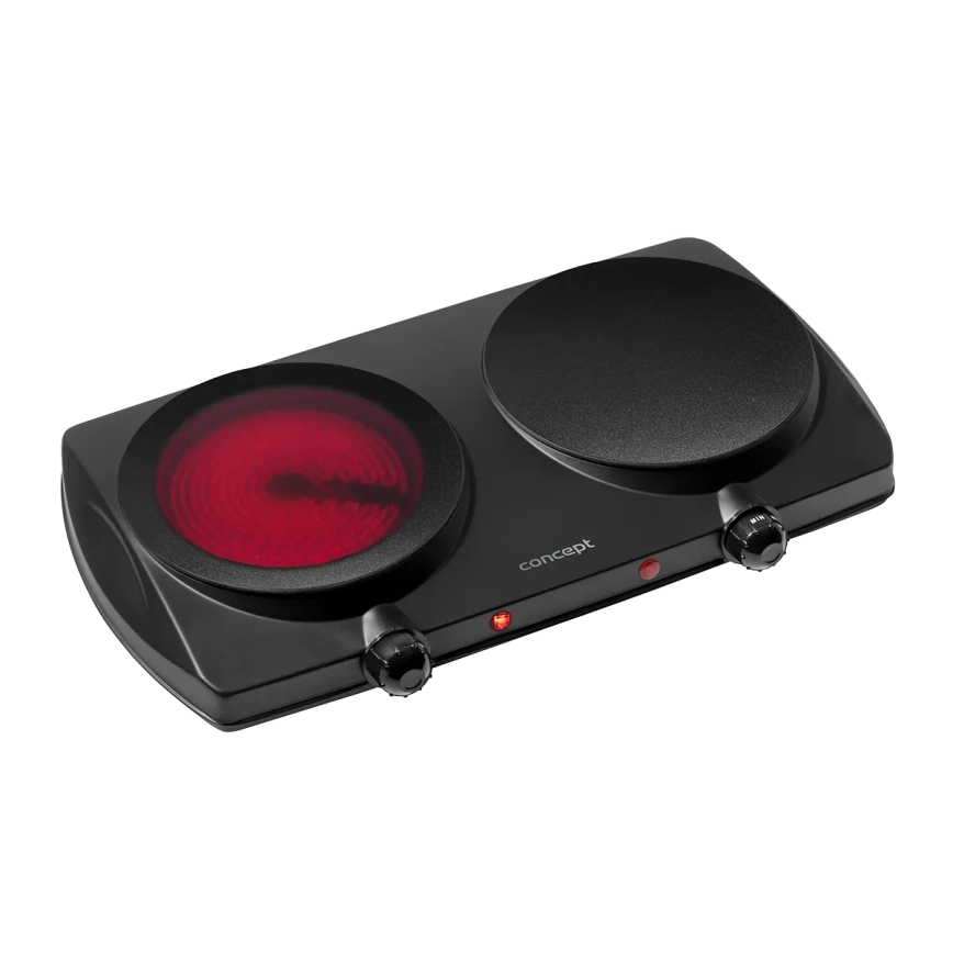 Concept VE3060 - Divu plākšņu elektriskā plīts 2500W/230V melna