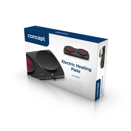 Concept VE3060 - Divu plākšņu elektriskā plīts 2500W/230V melna