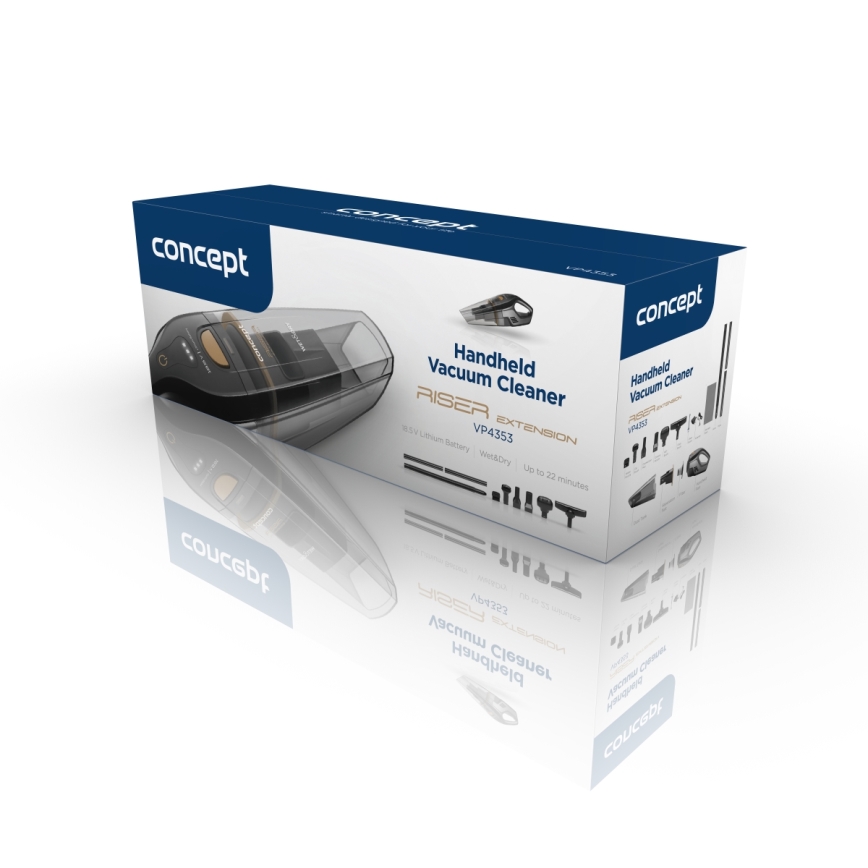 Concept VP4353-Rokas putekļu sūcējs WET & DRY RISER EXTENSION 110W/18,5V 2200 mAh melna