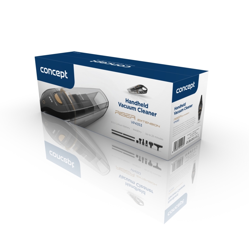 Concept VP4353-Rokas putekļu sūcējs WET & DRY RISER EXTENSION 110W/18,5V 2200 mAh melna