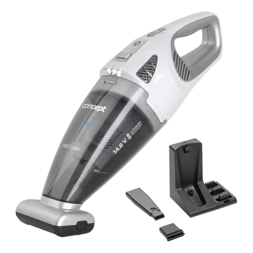 Concept VP4370 - Rokas putekļu sūcējs WET & DRY PERFECT CLEAN 90W/14,8V 2200 mAh balta