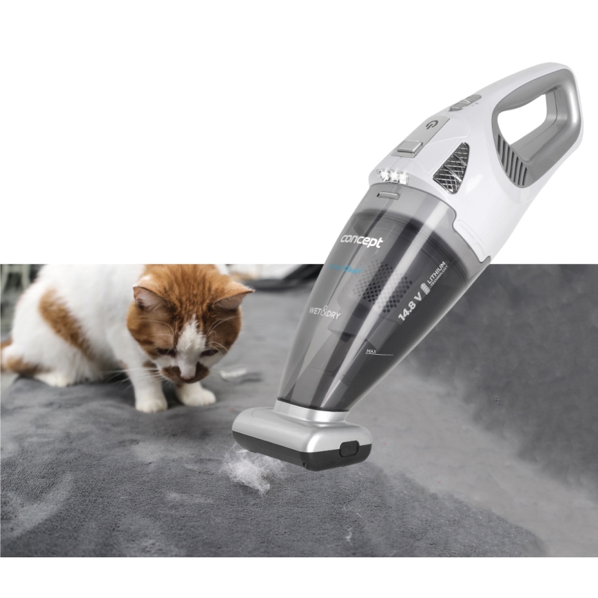 Concept VP4370 - Rokas putekļu sūcējs WET & DRY PERFECT CLEAN 90W/14,8V 2200 mAh balta
