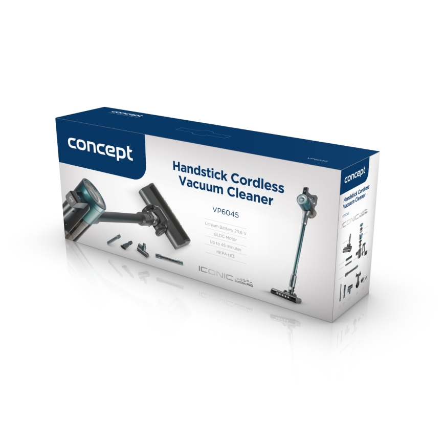 Concept VP6045 - 2 vienā stieņa/rokas putekļsūcējs ICONIC SUCTION PRO 450W/29,6V 2500 mAh zils