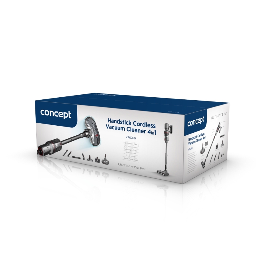 Concept VP6260 - Stieņa tipa putekļsūcējs 4 vienā ULTIMATE PRO+ 500W/29,6V 2200 mAh melns