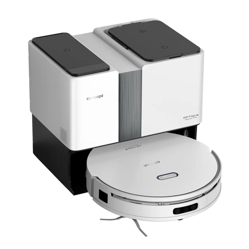 Concept VR4050 - viedais robotu putekļsūcējs ar mopu 2 vienā OPTIMUS AQUA PRO LASER 3D 600W/230V 5200 mAh Wi-Fi balts