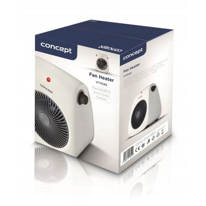 Concept vt7040 - Ventilators ar sildīšanas elementu 1000/2000W/230V balts