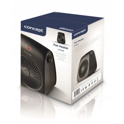 Concept vt7041 - Ventilators ar sildītāju 1000/2000W/230V melns