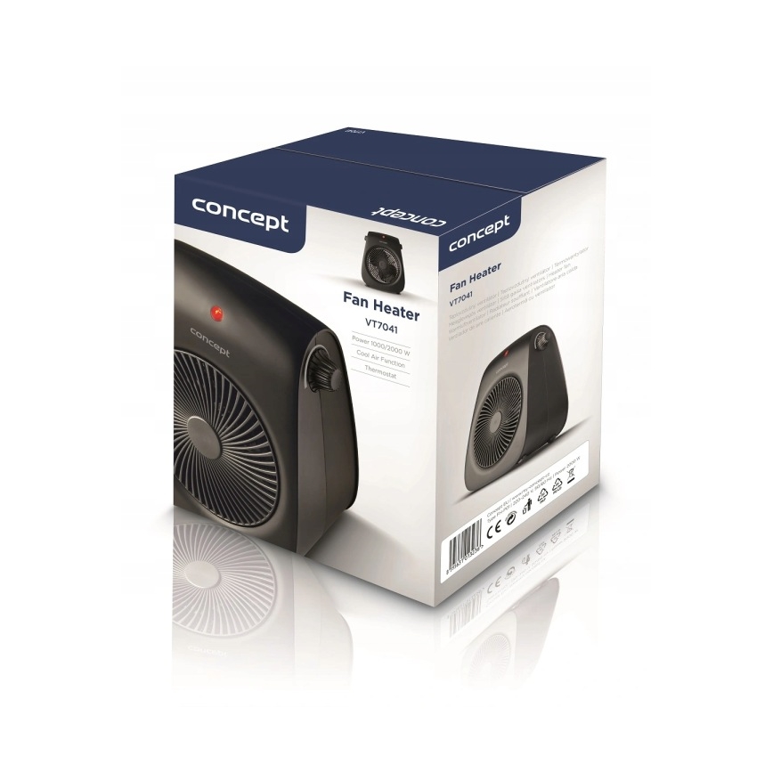 Concept vt7041 - Ventilators ar sildītāju 1000/2000W/230V melns