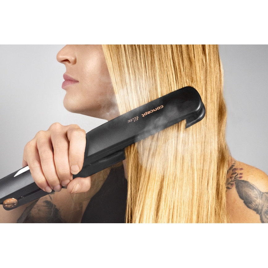 Concept VZ6010 - Tvaika matu taisnotājs ar LED displeju ELITE STEAM BOOST 54W/230V melna