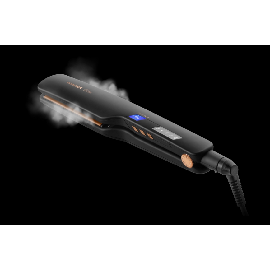 Concept VZ6010 - Tvaika matu taisnotājs ar LED displeju ELITE STEAM BOOST 54W/230V melna