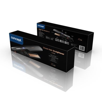 Concept VZ6010 - Tvaika matu taisnotājs ar LED displeju ELITE STEAM BOOST 54W/230V melna