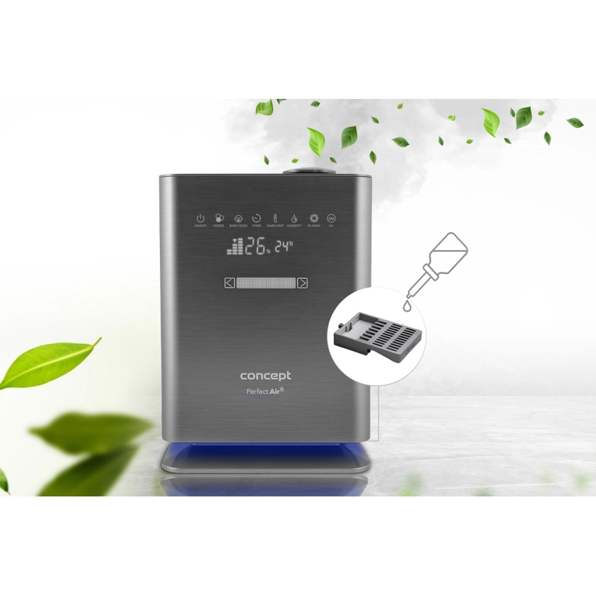 Concept ZV2021- Gaisa mitrinātājs ar aromadifuzoru PERFECT AIR SMART 4,6 l 110W/230V Wi-Fi antracīts + tālvadība