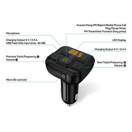 CONNECT IT CCC-8600-BK - FM auto raidītājs ar brīvroku funkciju melna