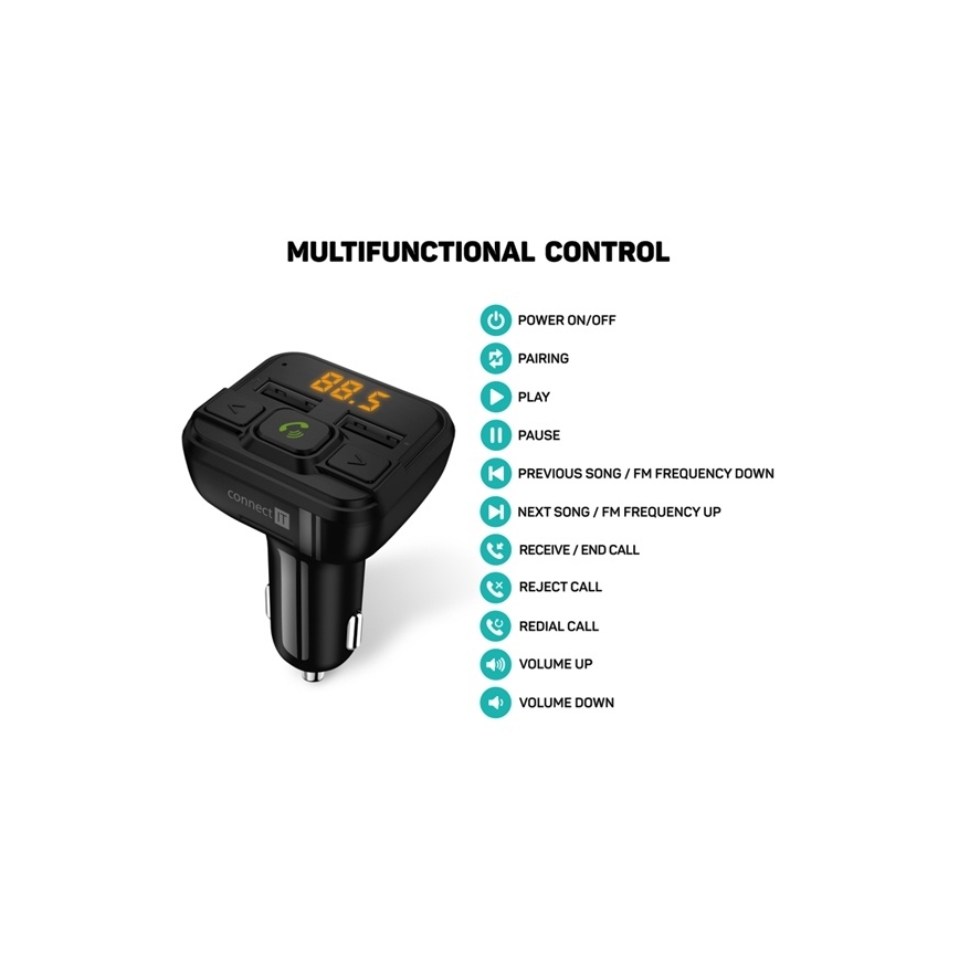 CONNECT IT CCC-8600-BK - FM auto raidītājs ar brīvroku funkciju melna