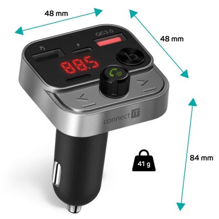 CONNECT IT CCC-8900-AN - FM auto raidītājs ar brīvroku funkciju melna/sudraba