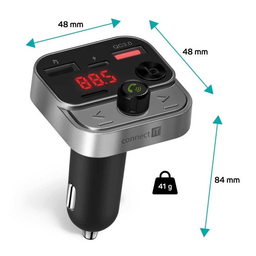 CONNECT IT CCC-8900-AN - FM auto raidītājs ar brīvroku funkciju melna/sudraba