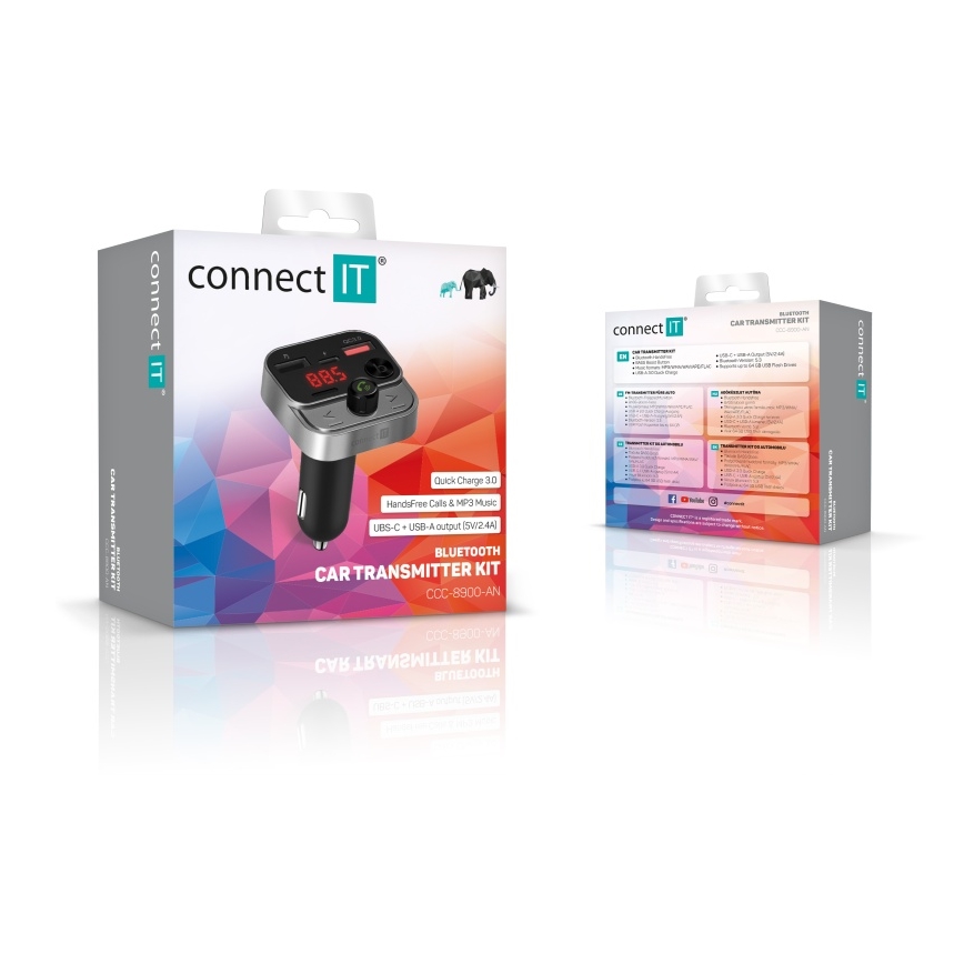 CONNECT IT CCC-8900-AN - FM auto raidītājs ar brīvroku funkciju melna/sudraba