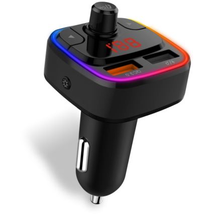 CONNECT IT CCC-9090-BK - LED RGB FM auto raidītājs ar brīvroku funkciju melna