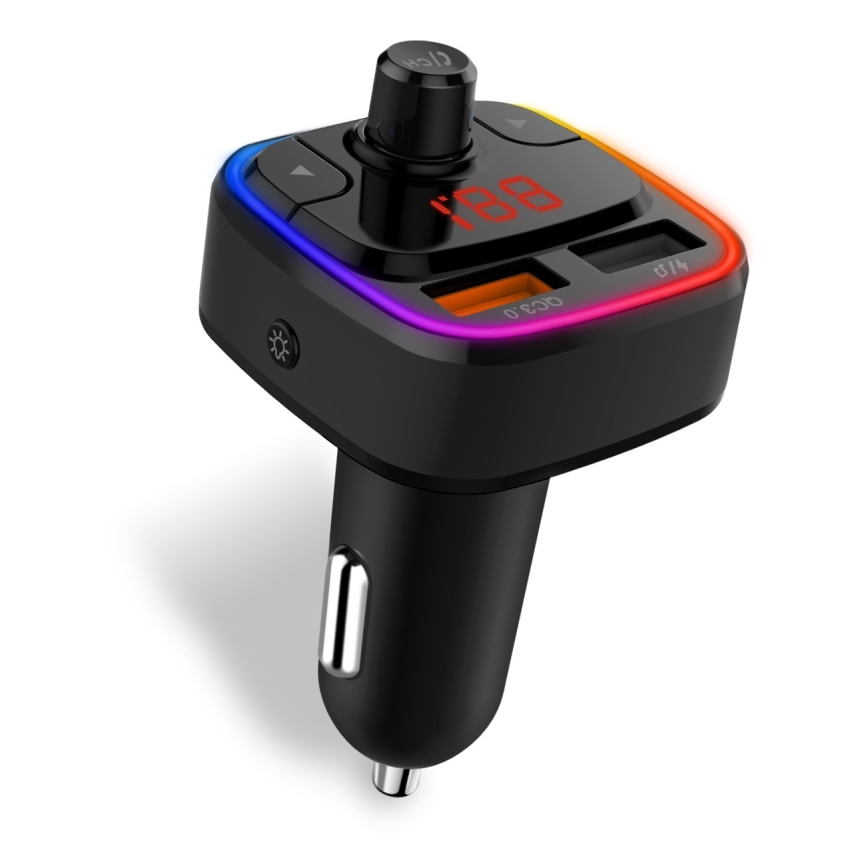 CONNECT IT CCC-9090-BK - LED RGB FM auto raidītājs ar brīvroku funkciju melna