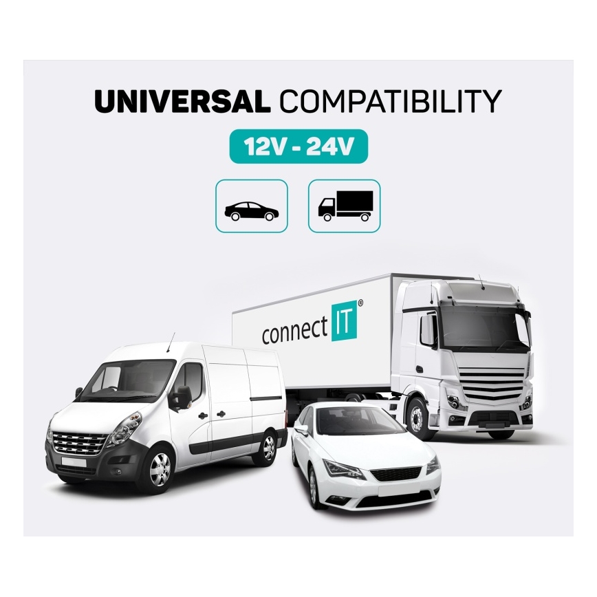 CONNECT IT CCC-9090-SL - LED RGB FM auto raidītājs ar brīvroku funkciju melna/sudraba