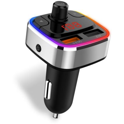 CONNECT IT CCC-9090-SL - LED RGB FM auto raidītājs ar brīvroku funkciju melna/sudraba