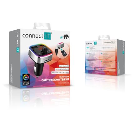 CONNECT IT CCC-9090-SL - LED RGB FM auto raidītājs ar brīvroku funkciju melna/sudraba