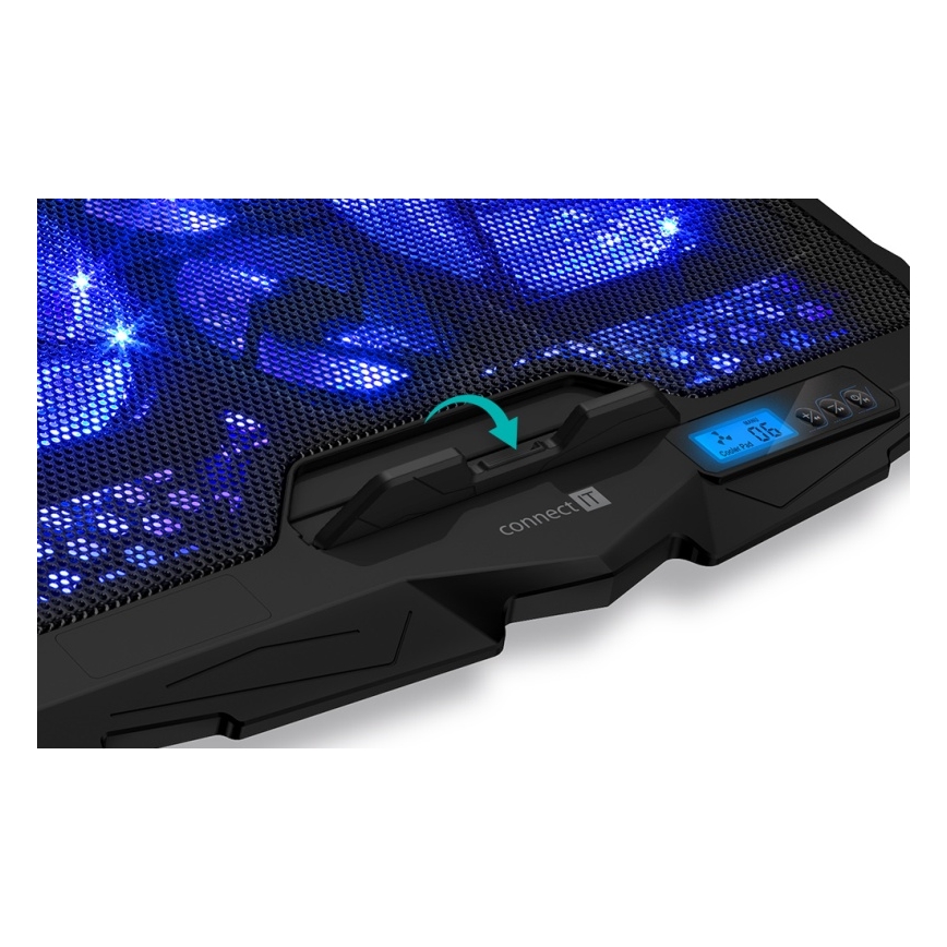 CONNECT IT CCP-2200-BK - Dzesēšanas paliktnis portatīvajam datoram 4x ventilators 2xUSB melna//zila