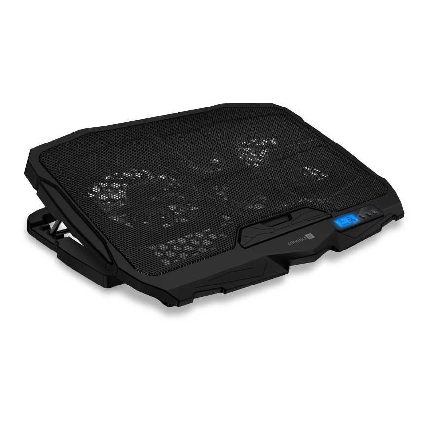 CONNECT IT CCP-2200-BK - Dzesēšanas paliktnis portatīvajam datoram 4x ventilators 2xUSB melna//zila