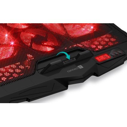 CONNECT IT CCP-2200-RD - Dzesēšanas paliktnis portatīvajam datoram 4x ventilators 2xUSB melna/sarkana