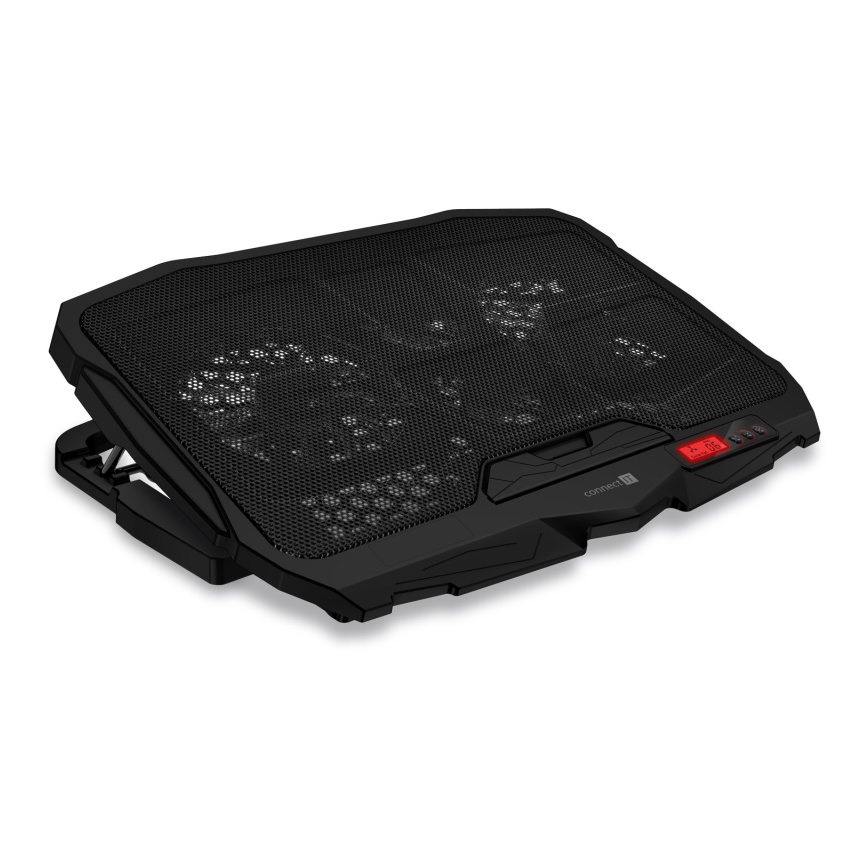 CONNECT IT CCP-2200-RD - Dzesēšanas paliktnis portatīvajam datoram 4x ventilators 2xUSB melna/sarkana