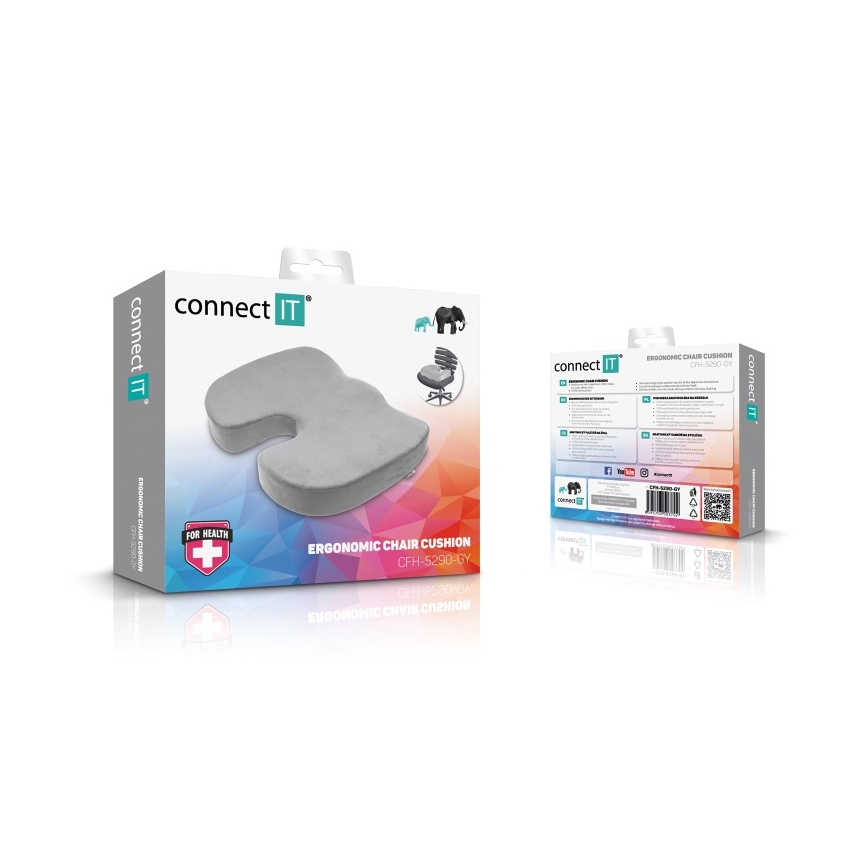 CONNECT IT CFH-5290-GY - Ergonomisks krēsla polsteris pelēka