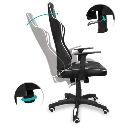 CONNECT IT CGC-0700-WH - Spēļu krēsls LeMans Pro melns/balts