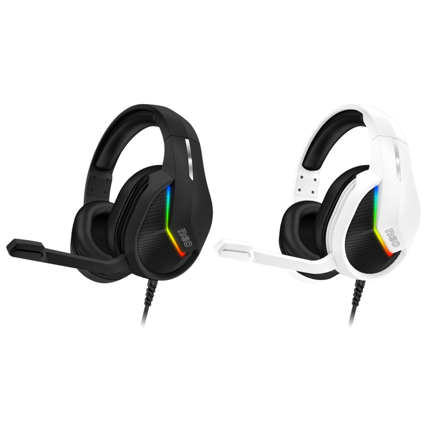 CONNECT IT CHP-3595-BK - LED RGB Vadu spēļu austiņas ar mikrofonu melna