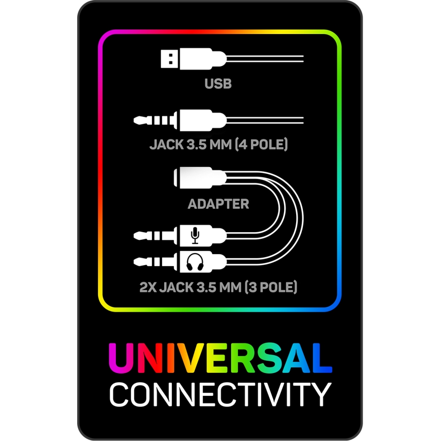 CONNECT IT CHP-3595-BK - LED RGB Vadu spēļu austiņas ar mikrofonu melna