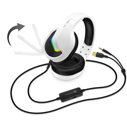CONNECT IT CHP-3595-WH - LED RGB Vadu spēļu austiņas ar mikrofonu balta/melna