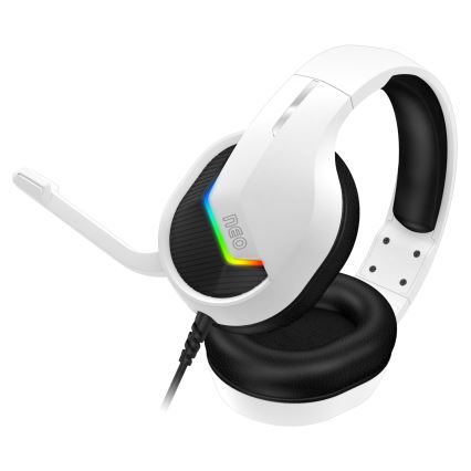 CONNECT IT CHP-3595-WH - LED RGB Vadu spēļu austiņas ar mikrofonu balta/melna