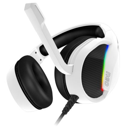 CONNECT IT CHP-3595-WH - LED RGB Vadu spēļu austiņas ar mikrofonu balta/melna