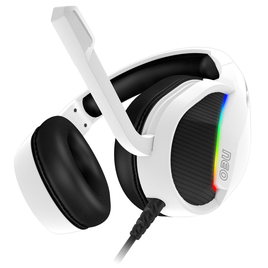 CONNECT IT CHP-3595-WH - LED RGB Vadu spēļu austiņas ar mikrofonu balta/melna