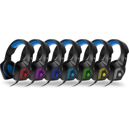CONNECT IT CHP-5500-BL - LED Vadu spēļu austiņas ar mikrofonu melna/zila