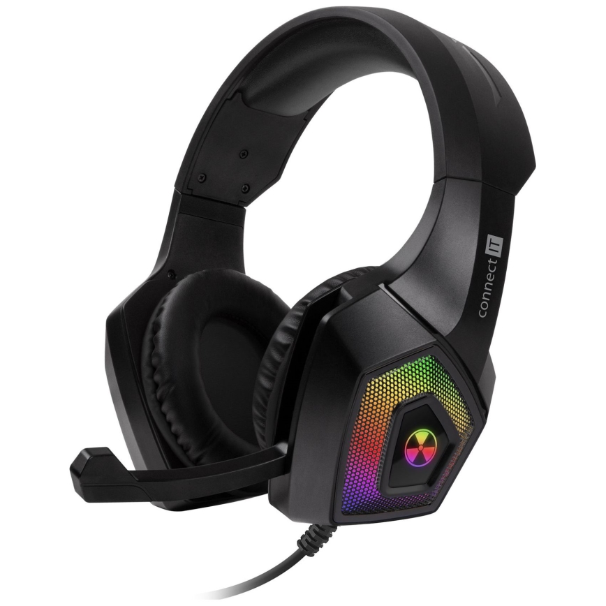 CONNECT IT CHP-5600-BK - LED RGB Vadu spēļu austiņas ar mikrofonu melna