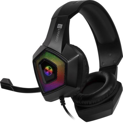CONNECT IT CHP-5600-BK - LED RGB Vadu spēļu austiņas ar mikrofonu melna