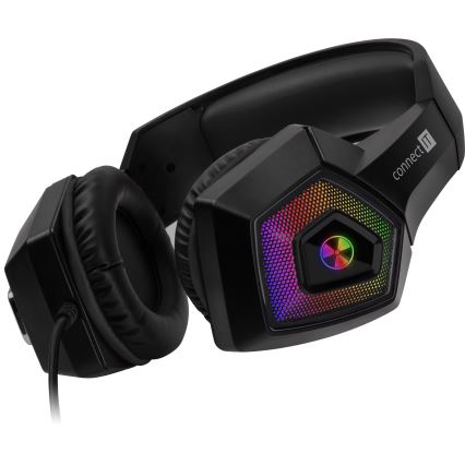 CONNECT IT CHP-5600-BK - LED RGB Vadu spēļu austiņas ar mikrofonu melna