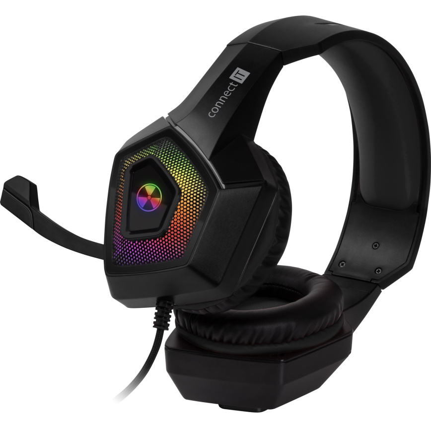CONNECT IT CHP-5600-BK - LED RGB Vadu spēļu austiņas ar mikrofonu melna