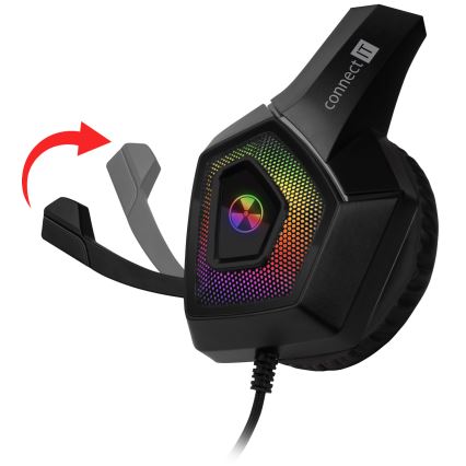 CONNECT IT CHP-5600-BK - LED RGB Vadu spēļu austiņas ar mikrofonu melna