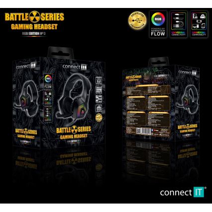CONNECT IT CHP-5600-BK - LED RGB Vadu spēļu austiņas ar mikrofonu melna